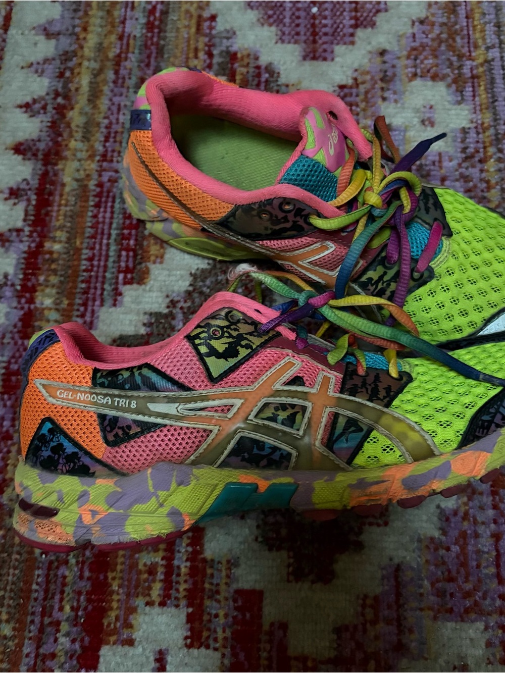 Asics Neon Yellow Pink Orange Multicolor Running Shoes